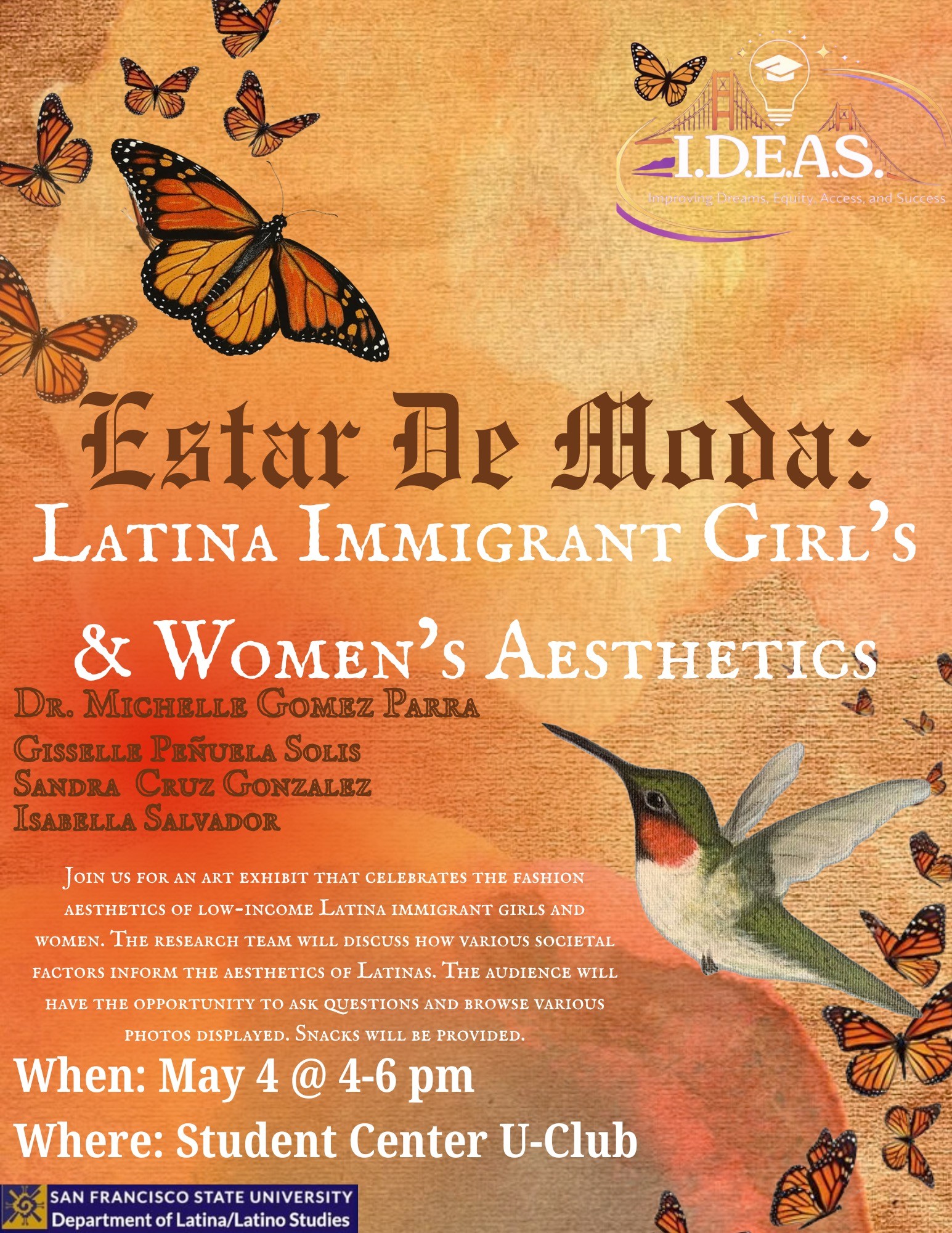 Flyer for LTNS Speaker Series: Estar de Moda event on May 4, 2026