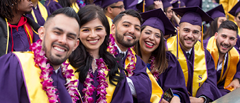 SF State graduating students wearing cap and gowns