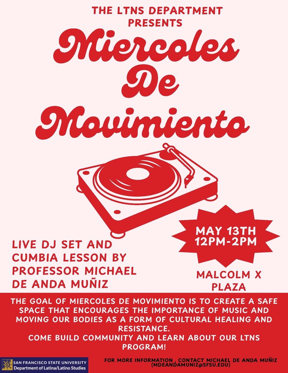 Flyer for Miercoles de Movimiento May 13, 2026