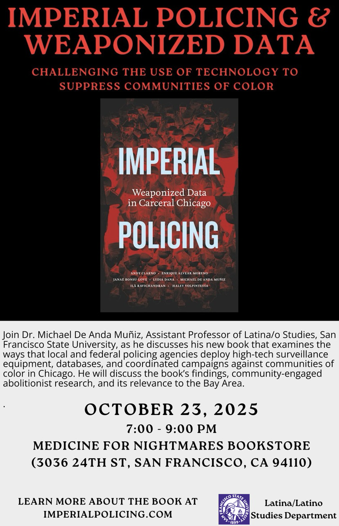 Flyer for Imperial Policing event on 10/23/25