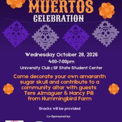 Flier for Day of the Dead Event on Wednesday, October 28, 2026 from 4 to 7 PM