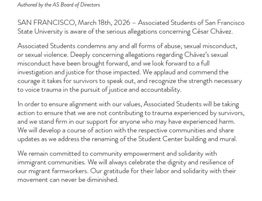 Statement Acknowledging Sexual Misconduct Allegations Against Cesar Chavez
