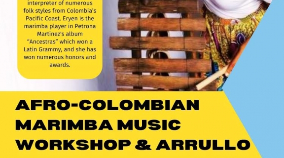 Flyer for Afro-Colombian Marimba Music Workshop & Arrullo